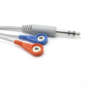 6.35MM TRS 1/4 Audio Jack naar Dual 4.0MM Vrouwelijke ECG Snap Afscherming Draad Tientallen Kabel