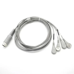 Din 5Pin 커넥터 남성-차폐 와이어 4.0MM 여성 ECG 스냅 차폐 와이어 물리 치료 기계용 10 케이블