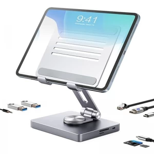 中国工場 iPad スタンド ハブ、ラップトップ ドッキング ステーション、8 in 1 iPad USB C ハブ、Type-C タブレット スタンド