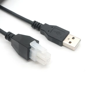 30CM USB 转 Molex-4 针风扇电缆 电脑适用于机箱机箱-CPU 风扇电源适配器线 2464 22AWG 外径 3.5mm 风扇电源适配器线
