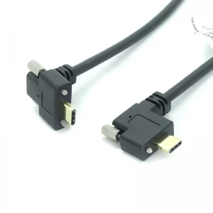 Down Up Angled USB 3.1 Type-C Dual Screw Locking to Standard USB3.0 Data Cable 90 Degree Compatible for Camera
