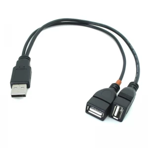 USB 2.0 A 公转 2 双 USB 母插孔 Y 分路器集线器电源线延长适配器电缆