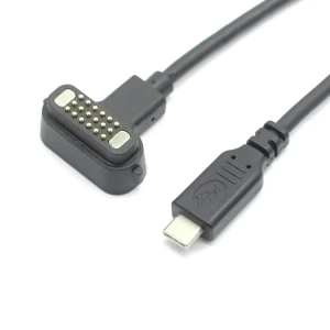 5Gbps 10Gbps 音频视频超高速传输磁性弹簧针电缆转 USB 3.1 C 型 18 针磁性弹簧针 PD 快速充电电缆