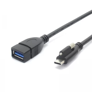 ネジ取り付けロック USB C - USB A メスアダプター USB C OTG ケーブル、タイプ C - USB A メスコネクタ MacBook Pro Air と互換性あり