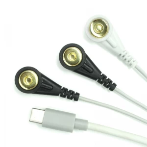 ODM 定制医疗电缆，带 USB C 型转 3 导联心电图母扣屏蔽导联线