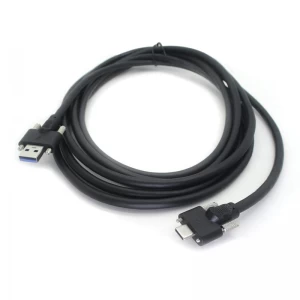 Câbles de données USB3.0 A mâle à double vis personnalisés de Type C avec panneau de verrouillage à vis pour caméra industrielle
