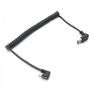 Spiralförmig aufgewickeltes USB 3.0- bis 180-Grad-U-förmiges Typ-C-Kabel, 5 Gbit/s schnelle Datensynchronisierung, USB-C-Ladekabel