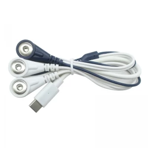 USB 24 Pin Type C Male to 3 leads 4.0mm ECG Electrode Female Snap with SR for Patient Physical Therapy