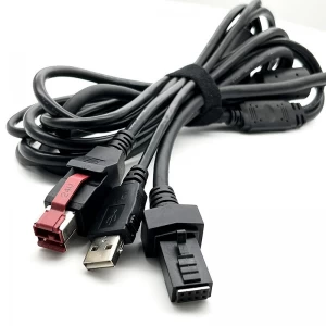 Cable Factory POWERED USB 24V12V 5V 转杜邦 2*4 带自锁 USB 2.0 POS 终端连接电缆 3m