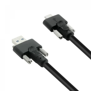 Industrial USB A Male with Screws to USB Type-C Male Cable – Custom Design Available | ISO13485 & ISO9001 Certified Manufacturer