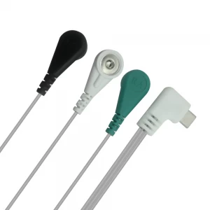 USB Type-C Male 90 Degree to 3 Leads 4.0mm ECG Snap Button Cable – Medical-Grade, Custom Manufacturer with ISO 13485