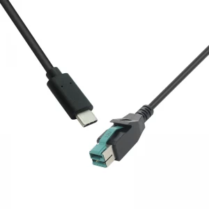 USB Type-C Male to 12V PoweredUSB Male Cable – High Power Delivery Connector for Industrial & Retail Systems