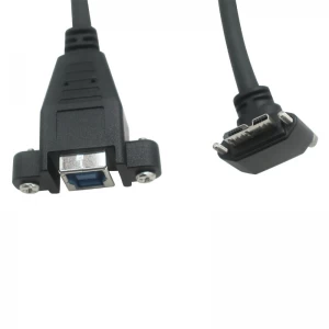 Panel Mount USB 3.0 A Female to Screw Lock Micro USB 3.0 B Male Cable – High-Speed Data Cable | ISO13485 & ISO9001 Certified Manufacturer