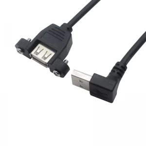 Ángulo recto USB Tipo A MATE A PANEL MONTO USB Un cable femenino con tornillos | Fabricante de cable de extensión USB personalizado