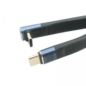 240W USB Tipo-C Cable plano masculino a macho | Video de 40 Gbps 8K | Conector de ángulo recto | Fabricante de ISO
