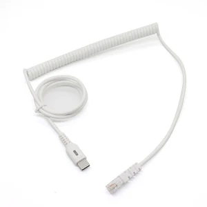 Cable en espiral macho RJ11 4P4C a USB tipo C: conexión flexible para teléfono/dispositivo, certificación ISO9001