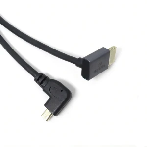 Cavo Micro HDMI maschio con angolo di 90° a sinistra a HDMI maschio con angolo di 90° verso il basso