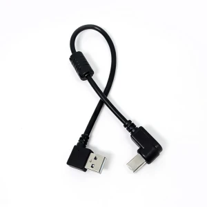 Cavo USB-A maschio ad angolo retto a Mini USB 5 pin maschio con nucleo in ferrite – Produttore di cavi mini USB corti con filtro EMI