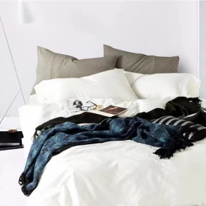 หน้าแรกผ้าปูที่นอนหรูหราผู้ใหญ่ระบายอากาศสีขาวจีนชุดเครื่องนอนผ้าฝ้ายโรงงาน