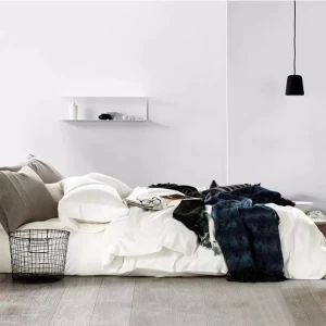 Proveedor de juego de cama de algodón de estilo moderno de color sólido de algodón básico largo