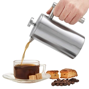 Edelstahl Französisch Presse Coffee Tea Pot Doppelschalig