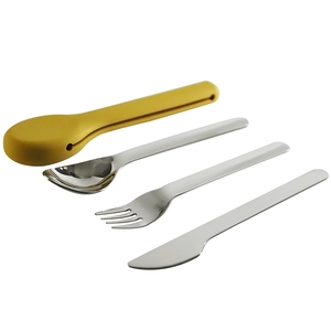 Juego de cubiertos de viaje de acero inoxidable portátil de 3 piezas de calidad superior, cuchara, cuchillo, tenedor, juego de cubiertos para exteriores