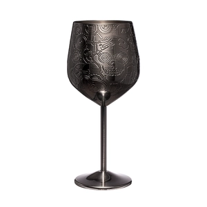 Gravura Design Aço Inoxidável 18/8 Copo de Vinho Preto Estilo Steampunk Cálice