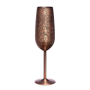 18/8 de copo de champanhe de aço inoxidável 200ml gravura copo de champanhe banhado a cobre