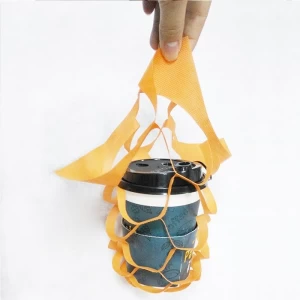 Non Woven Disposable Cup Holder Factory Hollow Bags Eco-Friendly Portable Takeaway Beverage Bag
