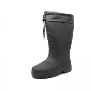 JW-306B Black anti slip waterproof lightweight composite toe EVA safety rain boots
