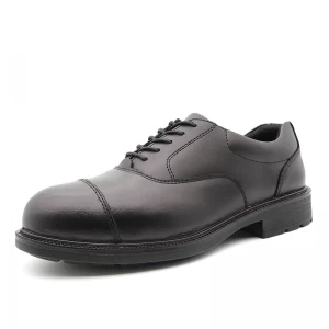 TM047 Кожаная противоскользящая полиуретановая подошва предотвращает прокол мужской модной исполнительной защитной обуви со стальным носком