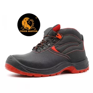 TM019 Oil acid resistant non-slip steel toe mid plate industrial safety shoes black