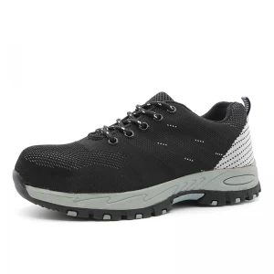 TM229 Zapatos de seguridad ligeros antiestáticos con punta de acero y suela de goma antideslizante resistente al aceite ácido negro