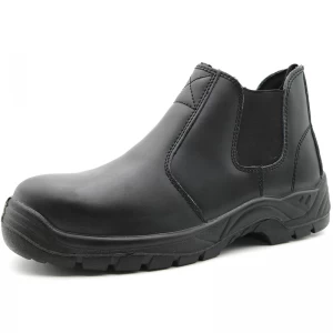 TM3022 Черная нескользящая защитная обувь со стальным носком, устойчивая к проколам, средней длины, без шнурков