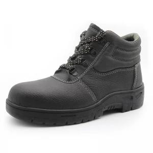 RB1040 Black leather rubber sole oil slip resistant iron toe anti puncture safety shoes for labour