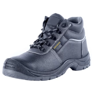 TM2035 黑色皮革耐油耐酸防滑pu鞋底防穿刺安全靴带钢头
