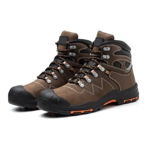 TM0225 Brown nubuck leather anti slip soft rubber sole steel toe anti puncture oil and gas safety shoes