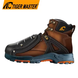 TM301 Brown nubuck leather rubber sole composite toe anti puncture oil industry safety boots