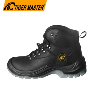 TM305 黑色正品磨砂皮革钢头防刺穿男士工业安全靴