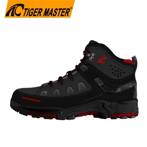 TM308 Black crazy horse leather oil resistant anti slip pu sole steel toe prevent puncture men safety boots