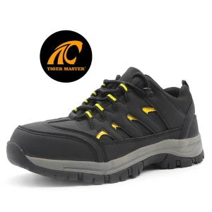 TM241L Black PU leather anti slip eva rubber sole steel toe puncture proof work safety shoes for men