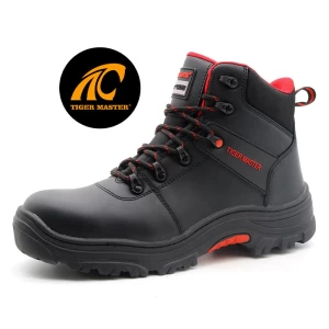 TM137 Heat resistance rubber sole black cow leather composite toe anti puncture oil industry safety boots shoes