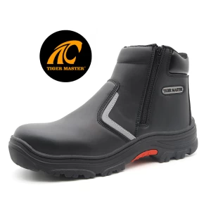 TM138 Heat resistance rubber sole composite toe prevent puncture no laces safety shoes with zippers