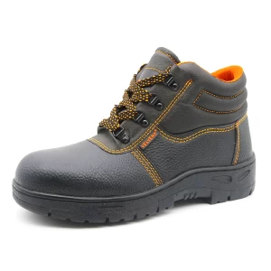 RB1020 Black PU upper rubber sole iron toe prevent puncture men cheap safety shoes for construction