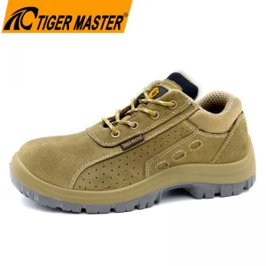 TM251 Cow suede leather anti slip pu sole men puncture proof steel toe shoes safety