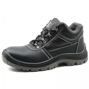 TM003 zapatos de seguridad para minería con punta de acero y suela de PU resistente al aceite negro de China para hombres
