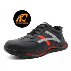 TM261 antideslizante suela de pu cuero de microfibra hombres zapatos de seguridad con punta de acero zapatillas de deporte