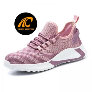 TM3058 Anti slip prevent puncture steel toe fashion sneaker safety shoes pink for women