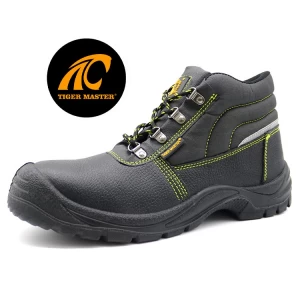 TM024 Sapatos de segurança industrial pretos antiderrapantes com biqueira de aço à prova de perfurações para homens