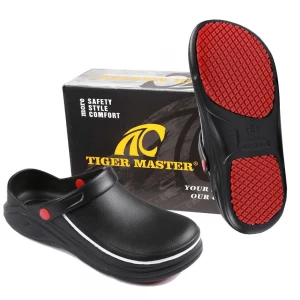 TM079-1 Black microbier leather composite toe chef shoes non slip kitchen - COPY - tkq5hh